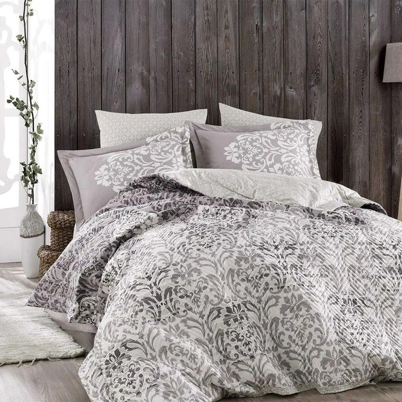 Hobby Serenity Gray - Double Poplin Quilted Duvet Cover Set