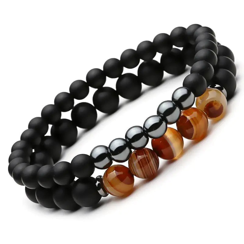 Natural Stone Black Hematite Mantra Beads