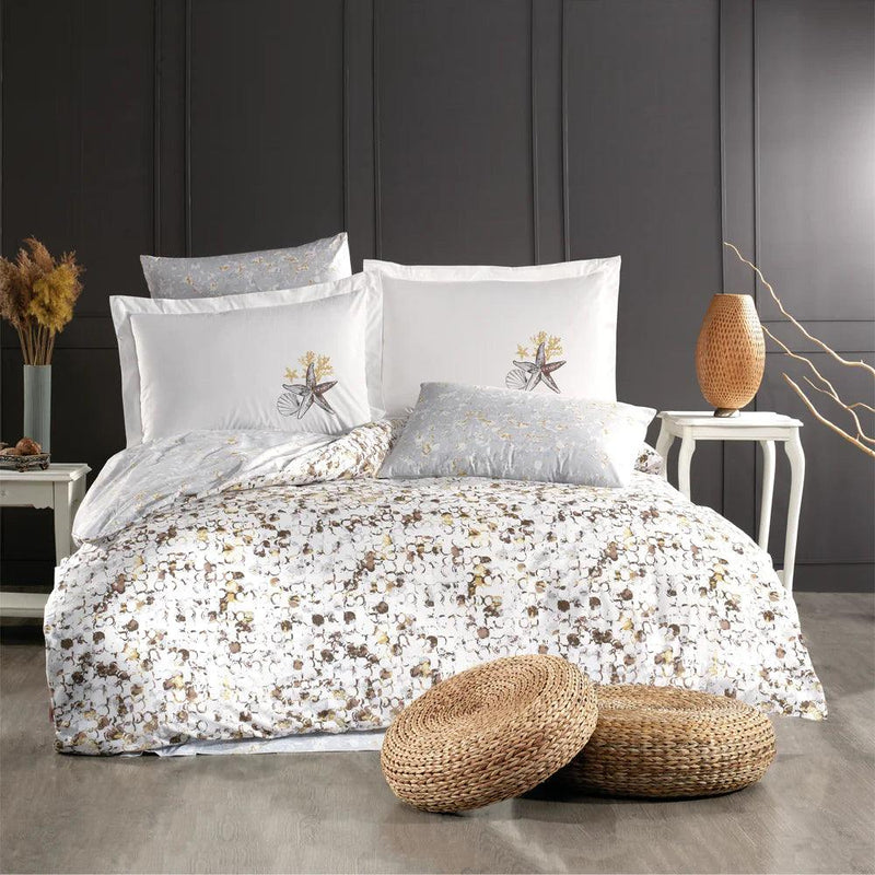 Hobby Frame Coffee - Poplin Double Duvet Cover Set