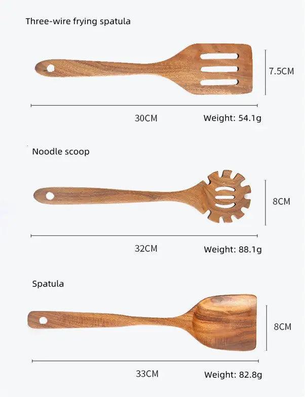 7-Piece Handcrafted Teak Utensil Set - The Next Door Neighbor 