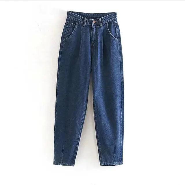 Pleated High-Waist Cargo Jeans - The Next Door Neighbor 