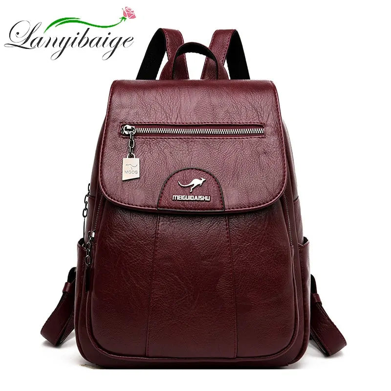 Vintage Charm Leather Backpack - The Next Door Neighbor 