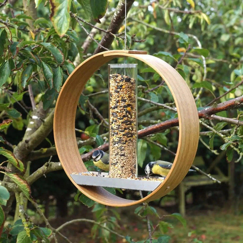 Wooden Circular Hanging Bird Feeder - The Next Door Neighbor 