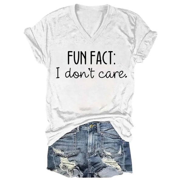 "Fun Fact: I Don't Care" V-neck T-Shirt