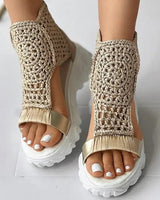 Braided Geometric Wedge Sandals - The Next Door Neighbor 