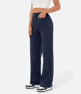 Elastic Relaxed High-Waisted Pants - The Next Door Neighbor 