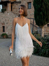 Fringed Sequin Feather Dress