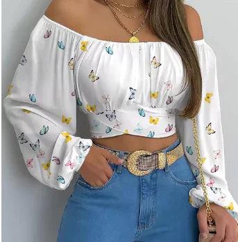 Off Shoulder Printed Blouses