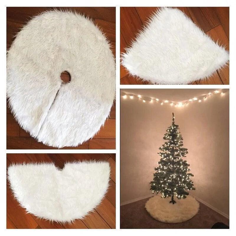 White Plush Christmas Tree Skirt - The Next Door Neighbor 