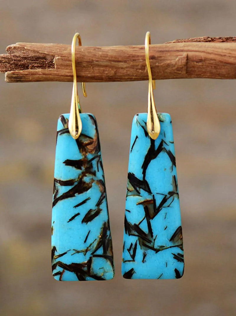 Geometrical Shape Imperial Jasper Dangle Earrings - The Next Door Neighbor 