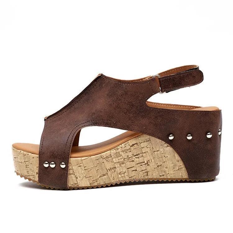 Peep Toe Platform Wedge Sandals - The Next Door Neighbor 