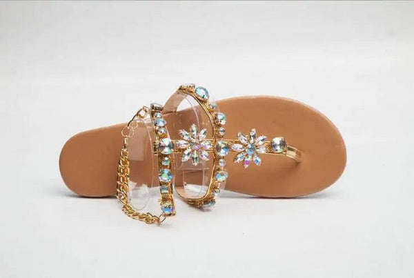 Rhinestone Chain Sandals - The Next Door Neighbor 