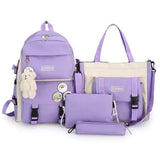 5-Piece Canvas Backpack Set for Teen Girls – Fashionable School and Travel Bags