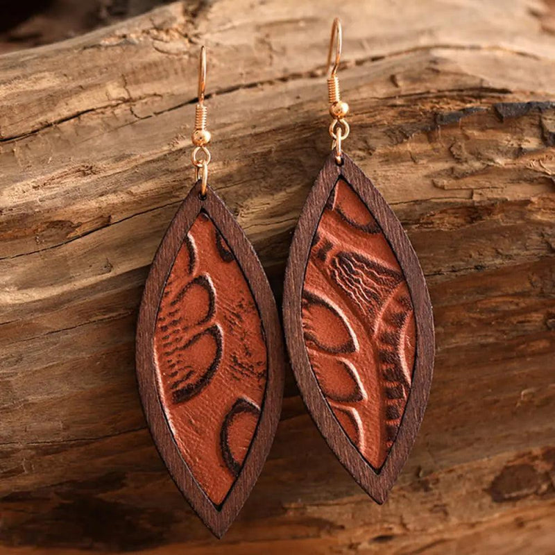 Geometrical Shape Wooden Dangle Earrings - The Next Door Neighbor 