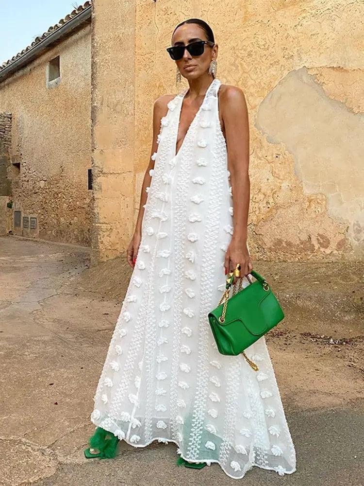 Floral Lace-Up Halter Sundress - The Next Door Neighbor 