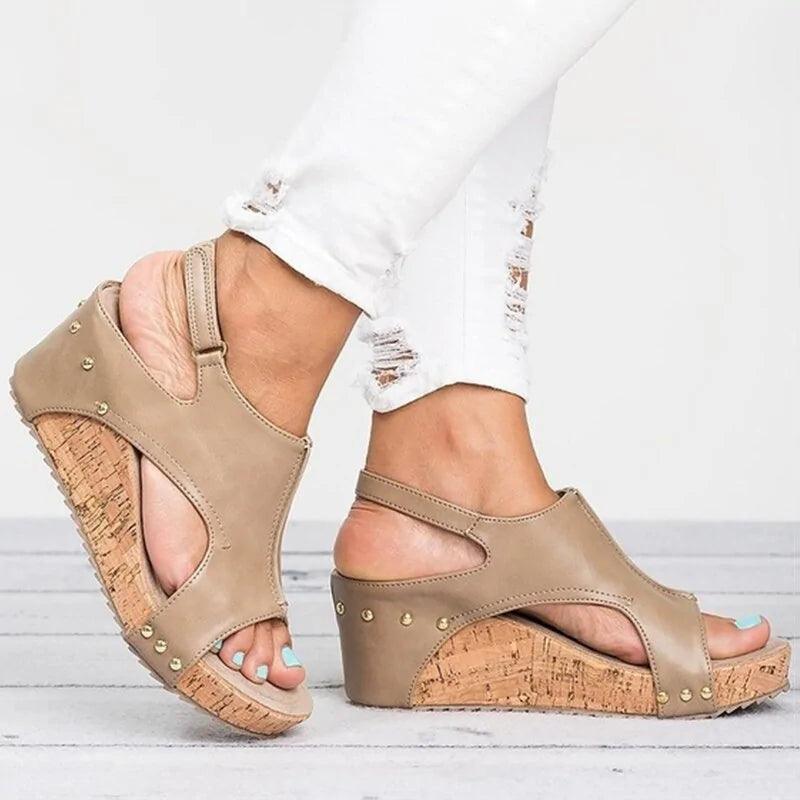 Peep Toe Platform Wedge Sandals - The Next Door Neighbor 