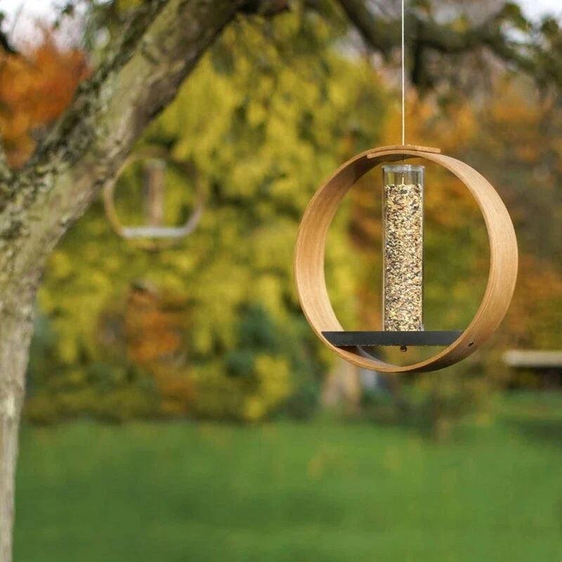 Wooden Circular Hanging Bird Feeder - The Next Door Neighbor 