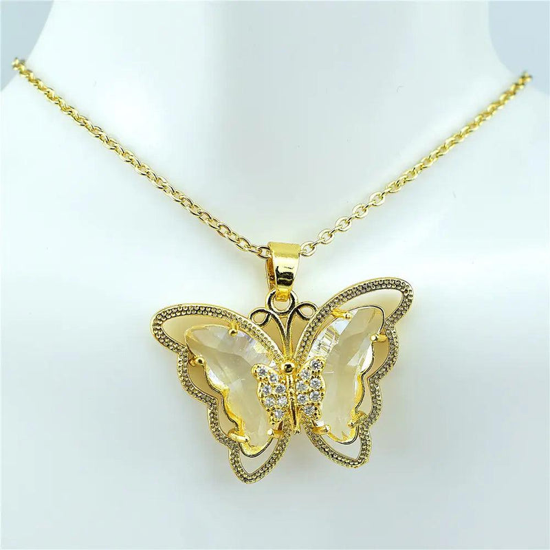 Crystal Glass Butterfly Necklace