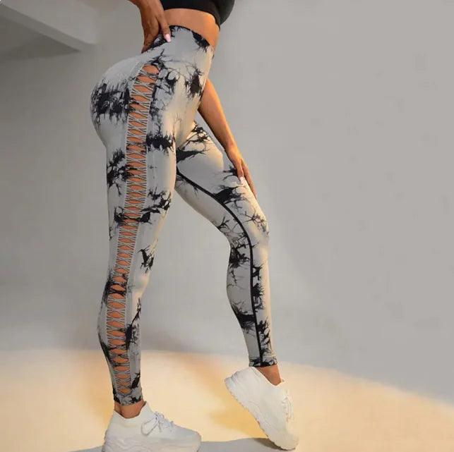 Tie-Dye High-Waist Mesh Yoga Leggings