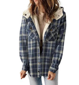 Casual Plaid Hooded Woolen Coat