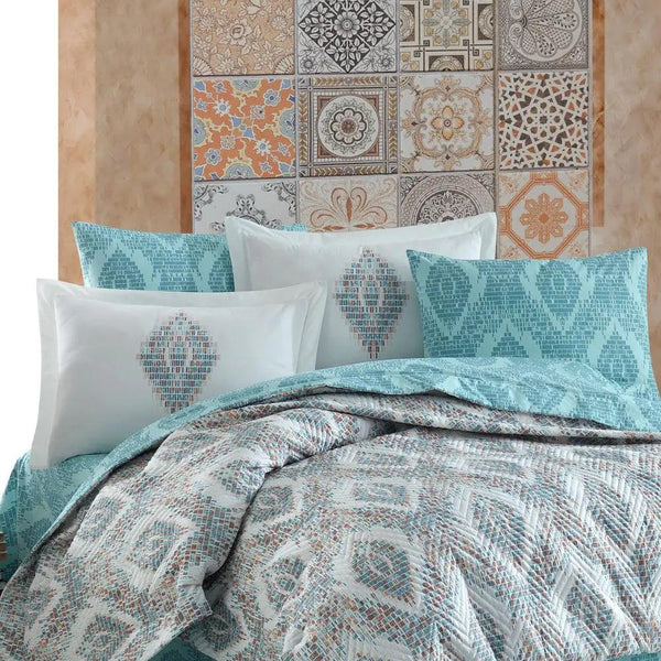 Hobby Retro Mint - Single Poplin Quilted Duvet Cover Set