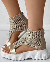 Braided Geometric Wedge Sandals - The Next Door Neighbor 