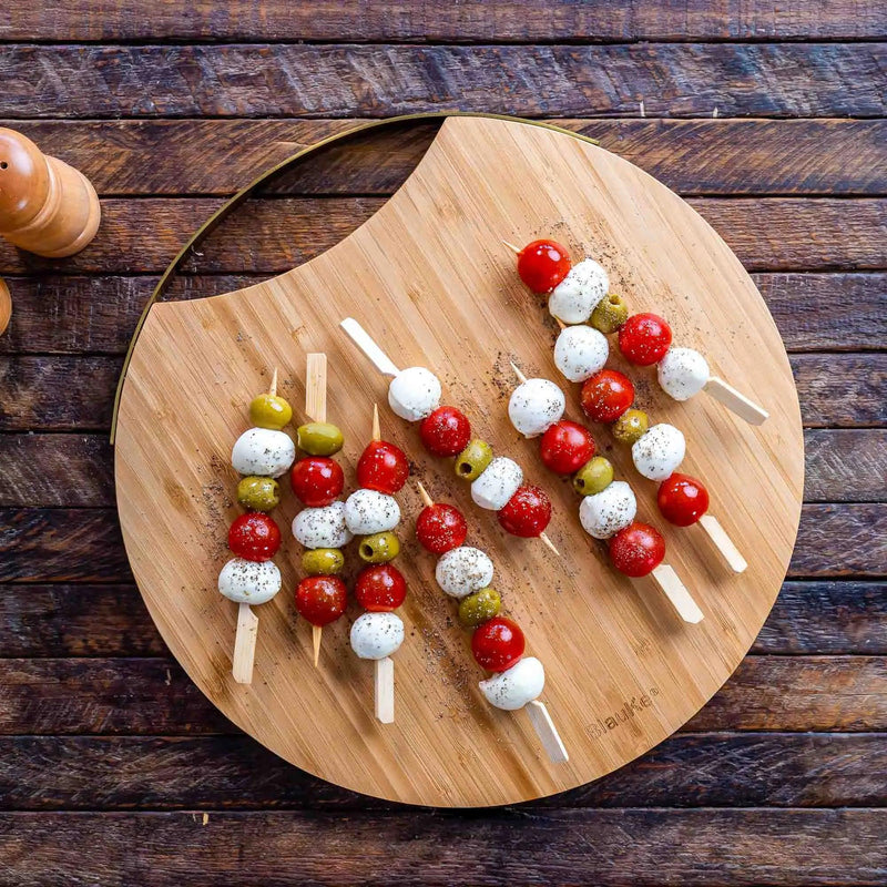 Bamboo Cheese Board and Knife Set with Magnetic Cutlery Storage