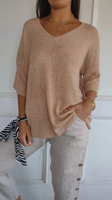 Trendy V-Neck Top - The Next Door Neighbor 