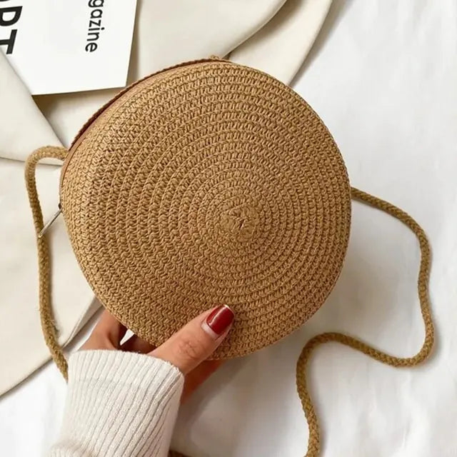 Women's Round Woven Straw Bag