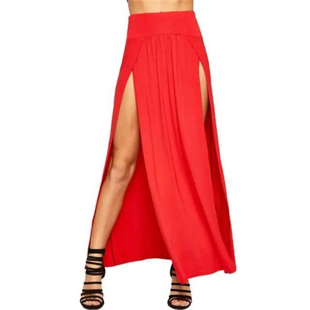 High Waisted Double Slit Maxi Skirt - The Next Door Neighbor 