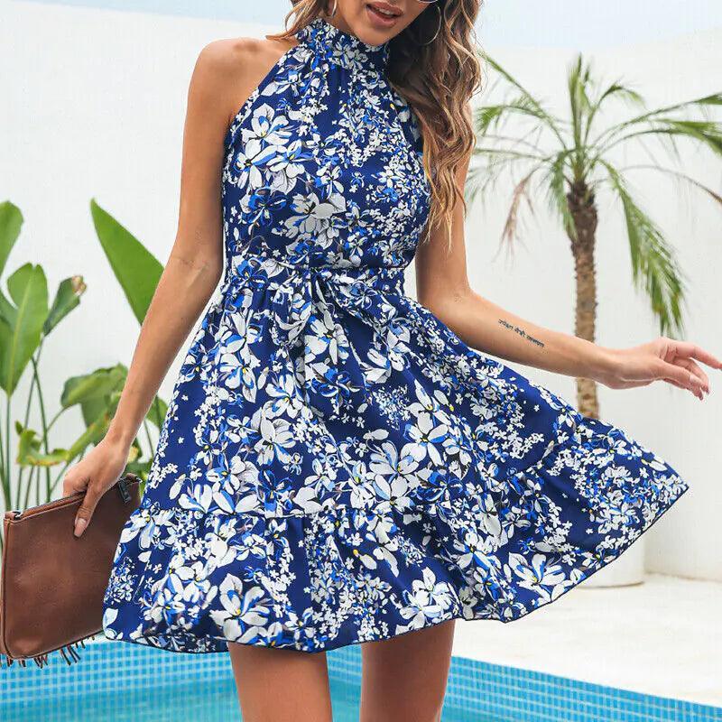 Floral Halterneck Summer Dress