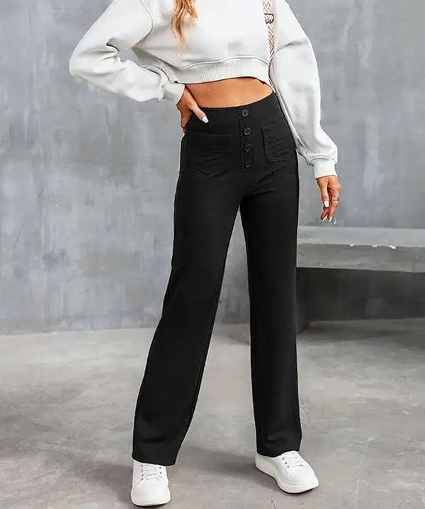 Elastic Relaxed High-Waisted Pants - The Next Door Neighbor 