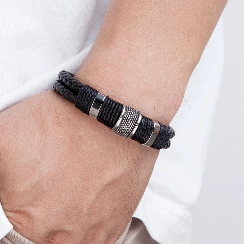 Double Layer Woven Leather Bracelet - The Next Door Neighbor 