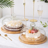 Glass Cake Cover with Bamboo Tray - The Next Door Neighbor 