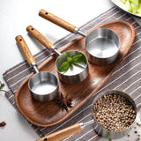 Wooden Handle Stainless Steel Measuring Cups Set