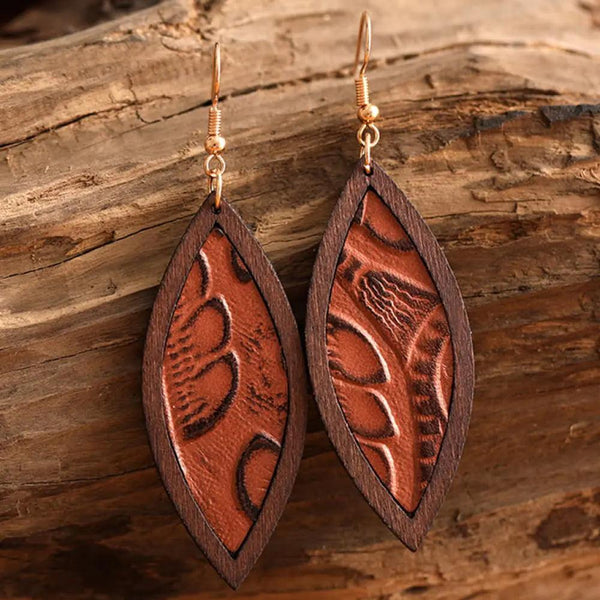 Geometrical Shape Wooden Dangle Earrings - The Next Door Neighbor 