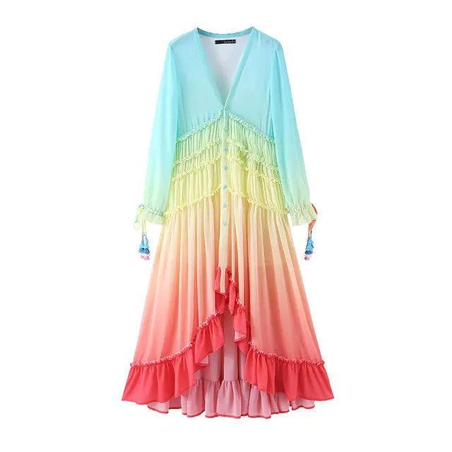 Rainbow Bohemian Maxi Dress