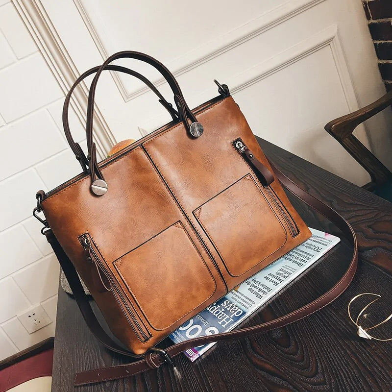 Waxed Leather Handbag - The Next Door Neighbor 