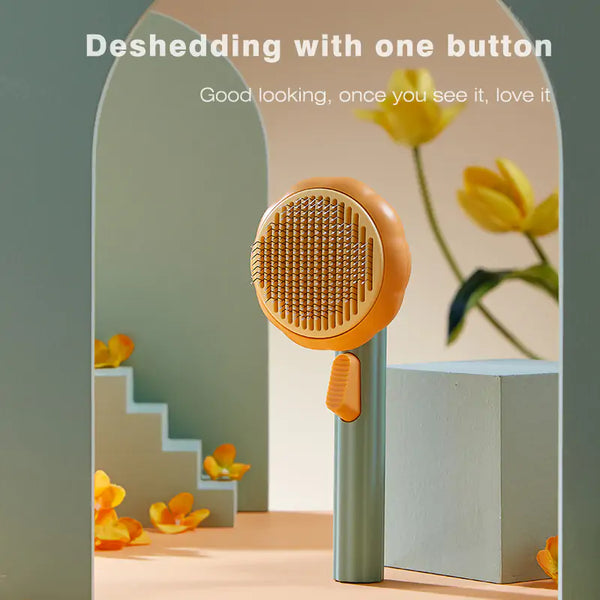 Pumpkin Self-Cleaning Pet Brush - The Next Door Neighbor 