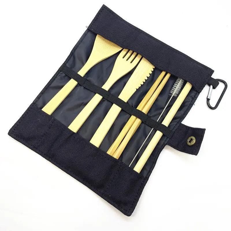 Bamboo Travel Utensils Set - The Next Door Neighbor 