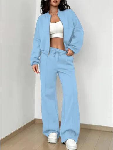 Zipper Slim Fit Women's Jogger Suit