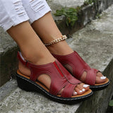 Comfort Leather Wedge Sandals - The Next Door Neighbor 