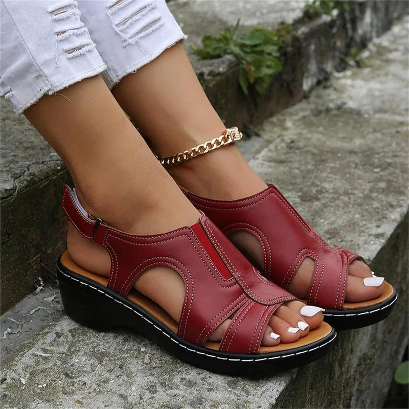 Comfort Leather Wedge Sandals - The Next Door Neighbor 