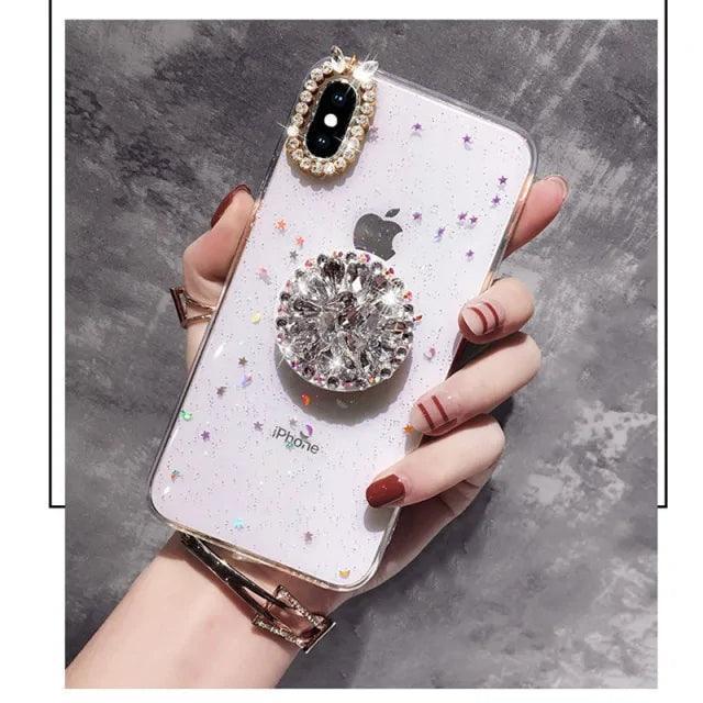 Glitter Marble Diamond Ring Holder Phone Case - The Next Door Neighbor 