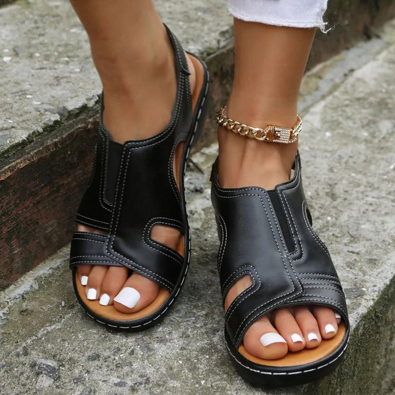 Comfort Leather Wedge Sandals - The Next Door Neighbor 