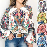 Floral Lantern Sleeve Boho Blouse - The Next Door Neighbor 