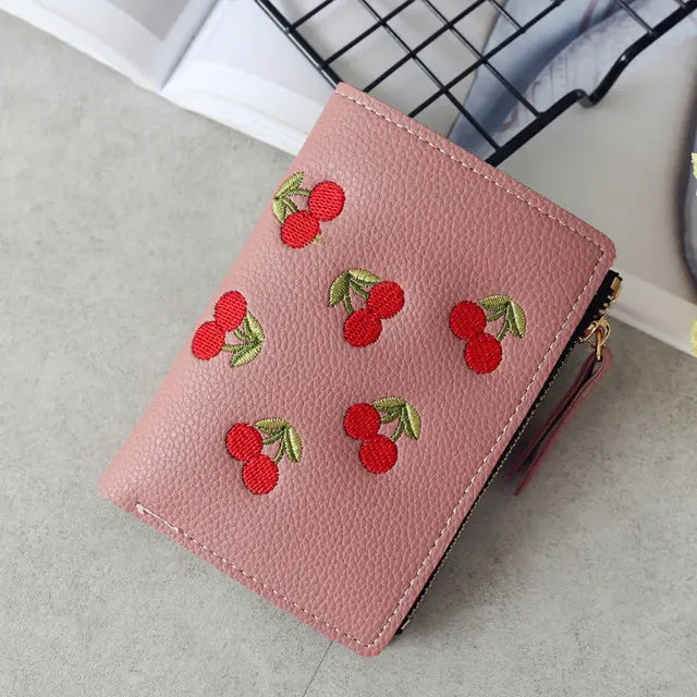 Cherry Embroidered Small Wallet - The Next Door Neighbor 