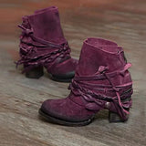 Gladiator Vintage Booties Round Toe Back Zipper