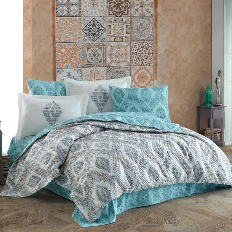 Hobby Retro Mint - Single Poplin Quilted Duvet Cover Set