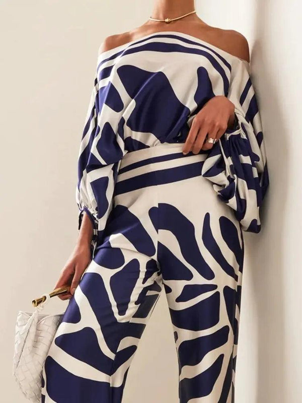 Fashion Print Satin 2 Piece Set - The Next Door Neighbor 